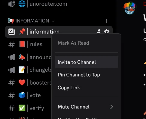 Discord right-click menu with Invite to Channel highlighted