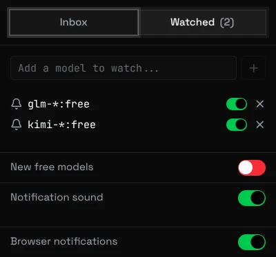 Watched tab of the notification bell